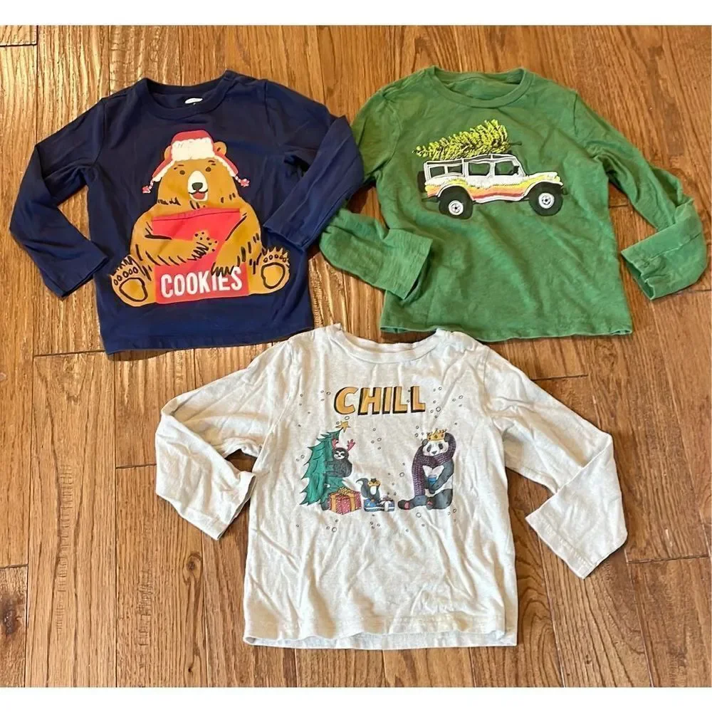 Boys 4-5t long sleeve shirt bundle Christmas holiday theme